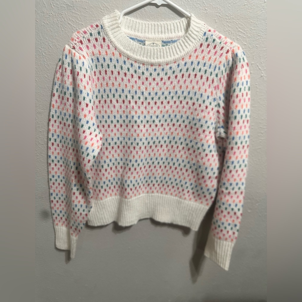 St. John's Bay White Multicolor Crew Neck Sweater‎